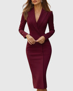 Robe midi vue de dos, coutures structurées