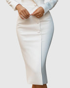 Robe midi détail manches et épaules structurées