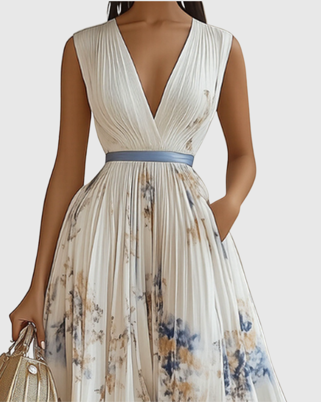 Robe entière en pose arrière montrant le drapé