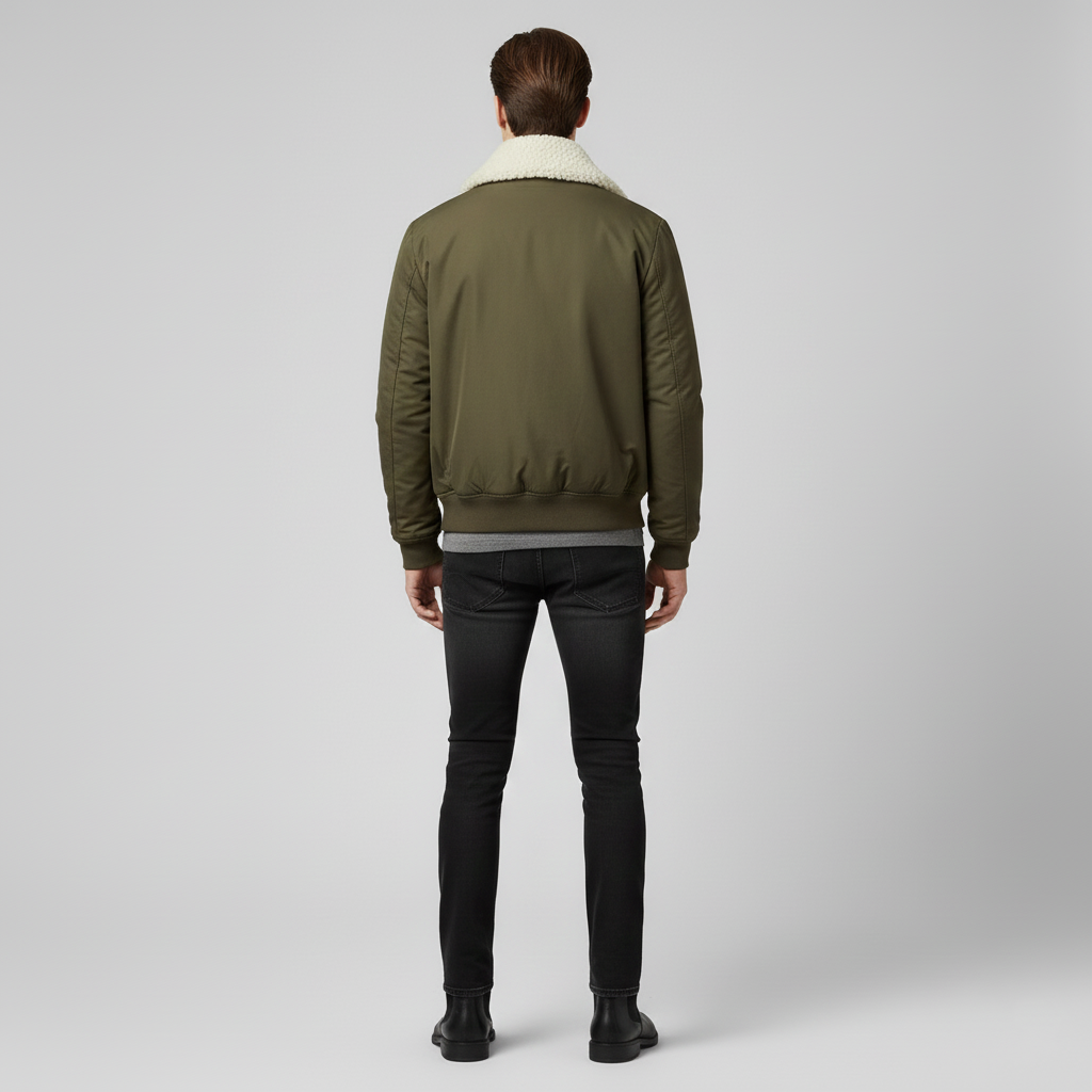 Veste bomber pour homme avec col en laine