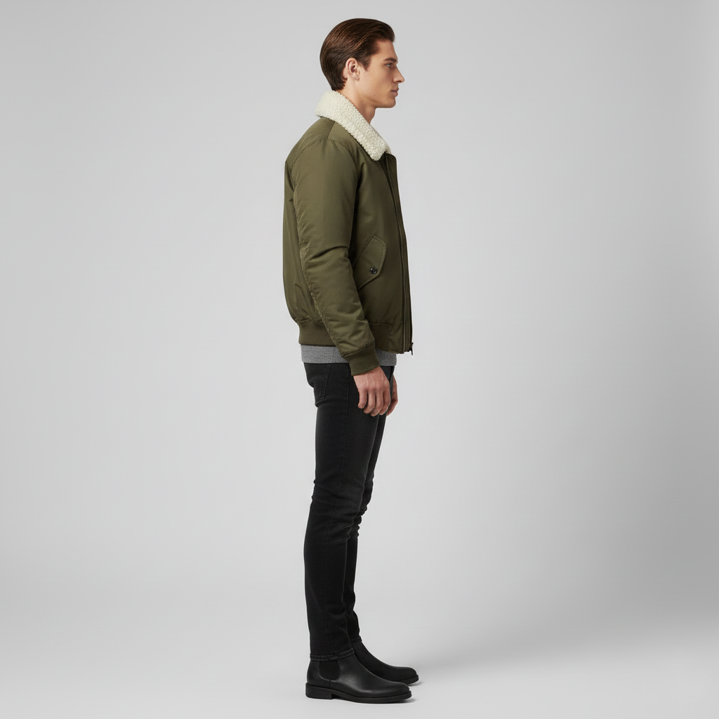 Veste bomber pour homme avec col en laine