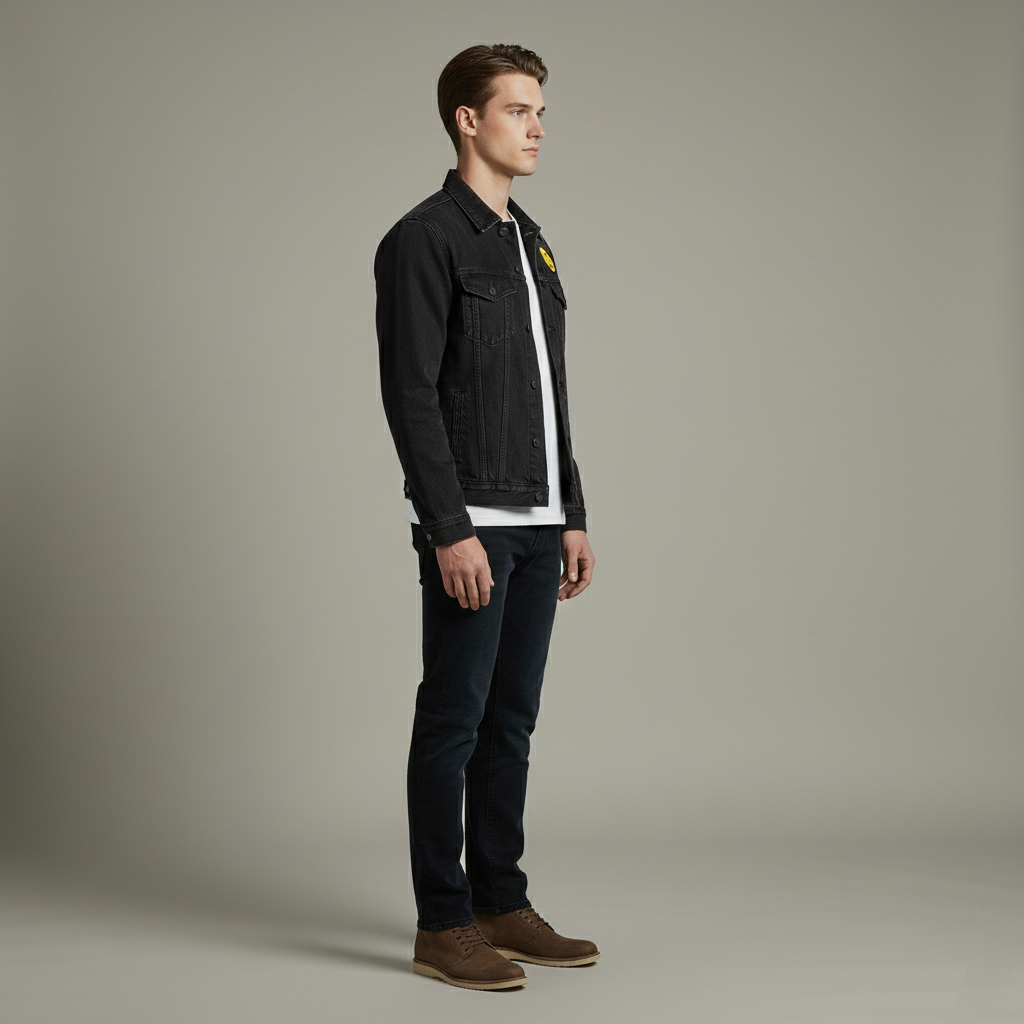 Veste en jean pour homme avec emblème smiley