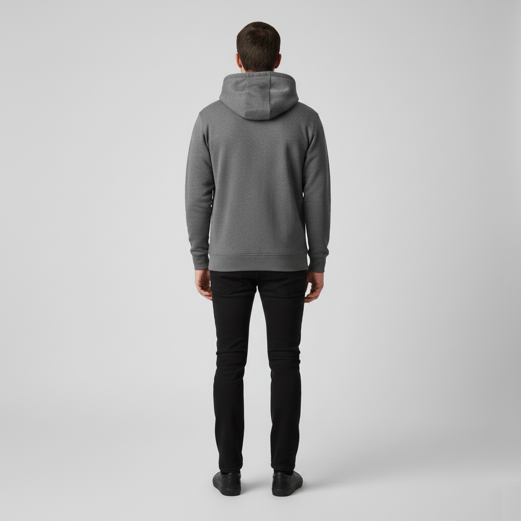 Sweat à capuche homme sans fermeture avec poche frontale