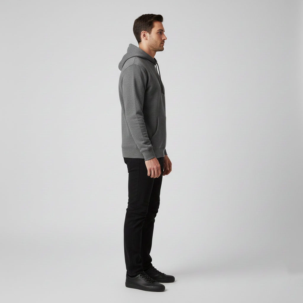 Sweat à capuche homme sans fermeture avec poche frontale