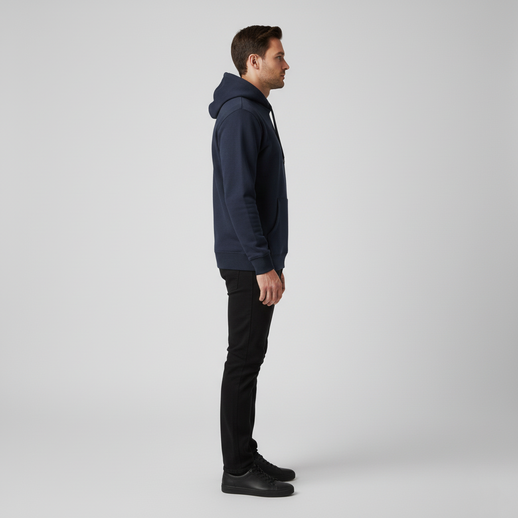 Sweat à capuche homme sans fermeture avec poche frontale