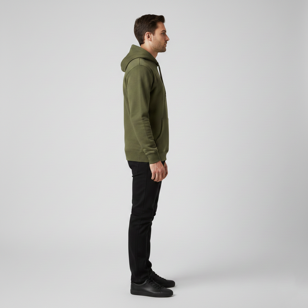 Sweat à capuche homme sans fermeture avec poche frontale