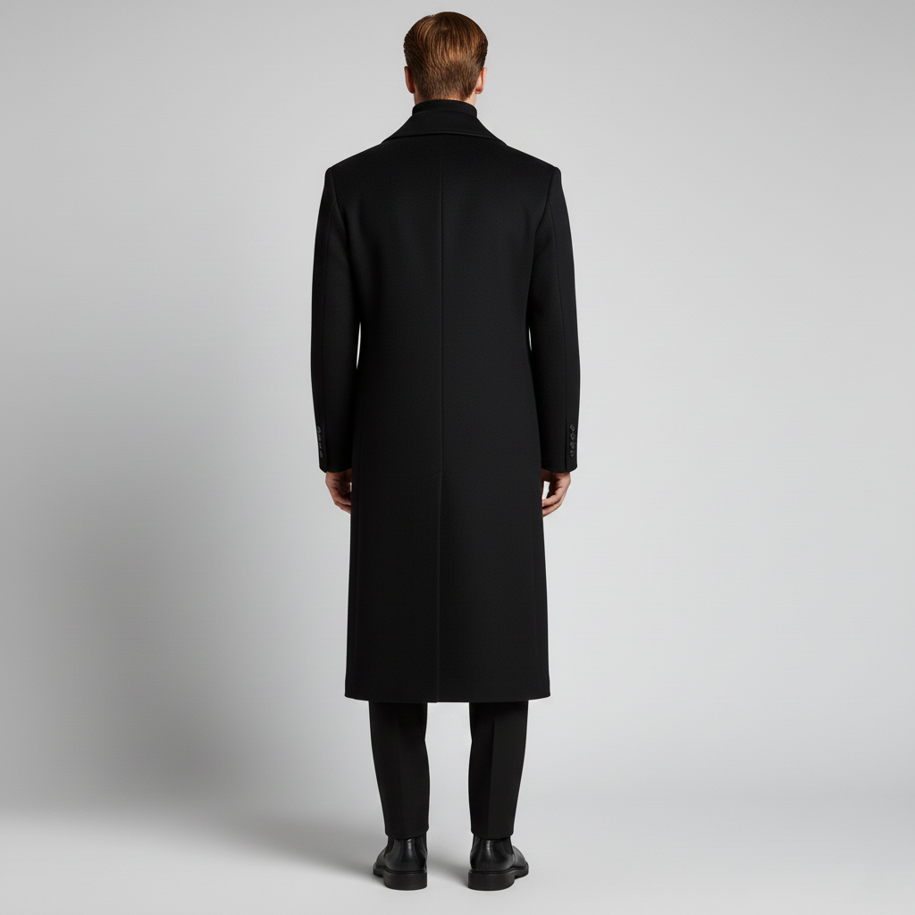 Manteau long pour homme avec col et fermeture boutonnée