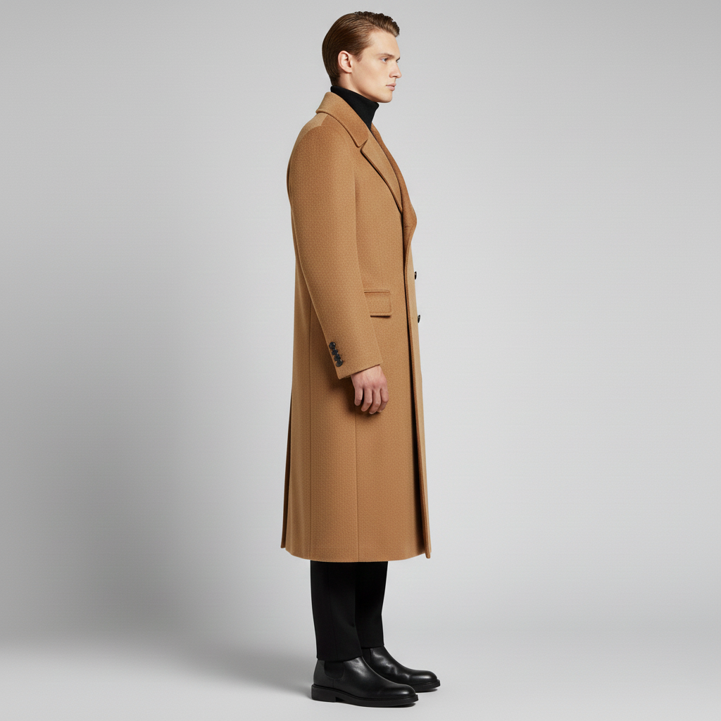 Manteau long pour homme avec col et fermeture boutonnée