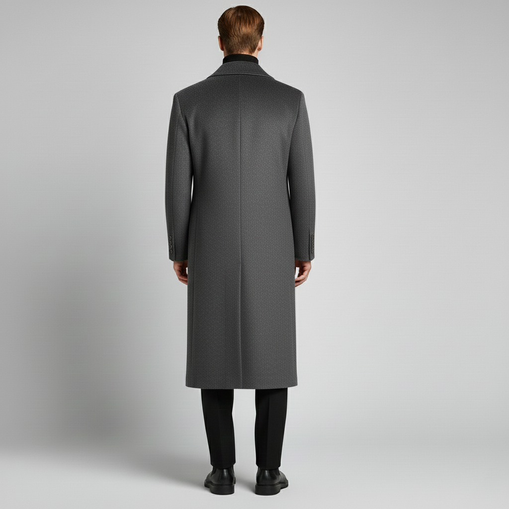 Manteau long pour homme avec col et fermeture boutonnée