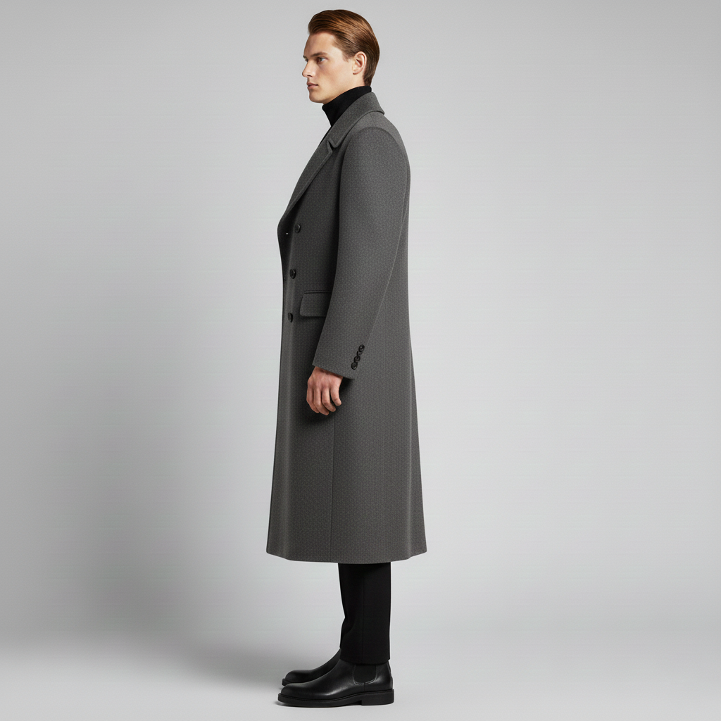 Manteau long pour homme avec col et fermeture boutonnée