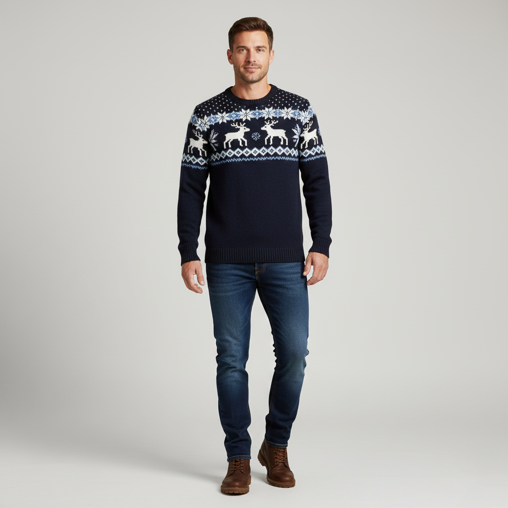 Pull d’hiver homme avec motif renne