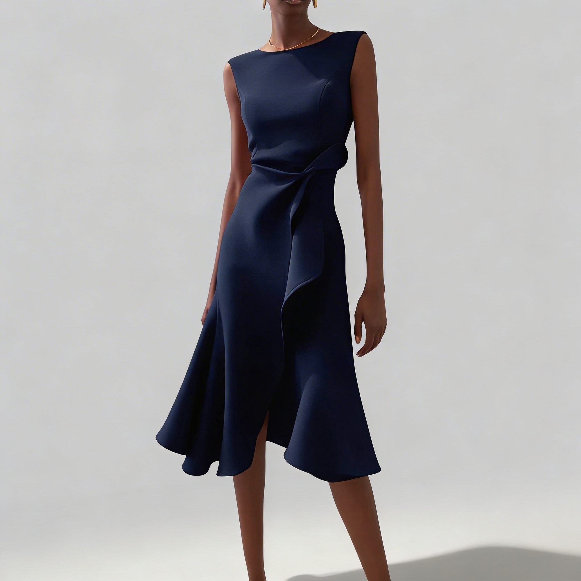 Robe midi en mouvement, vue arrière