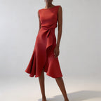 Robe midi fluide avec drapé asymétrique, vue de face
