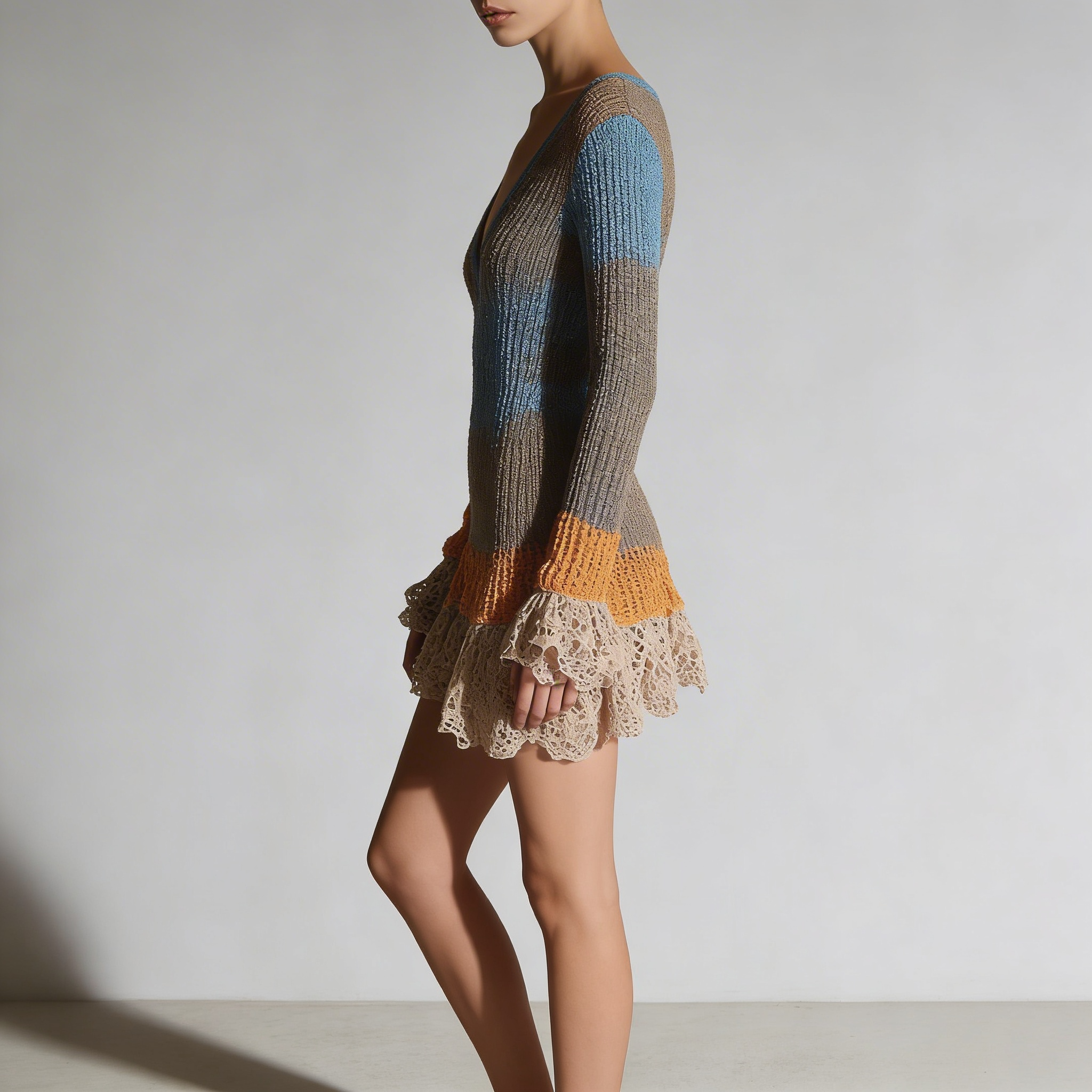 Vue latérale de la robe mini avec ourlet à volants