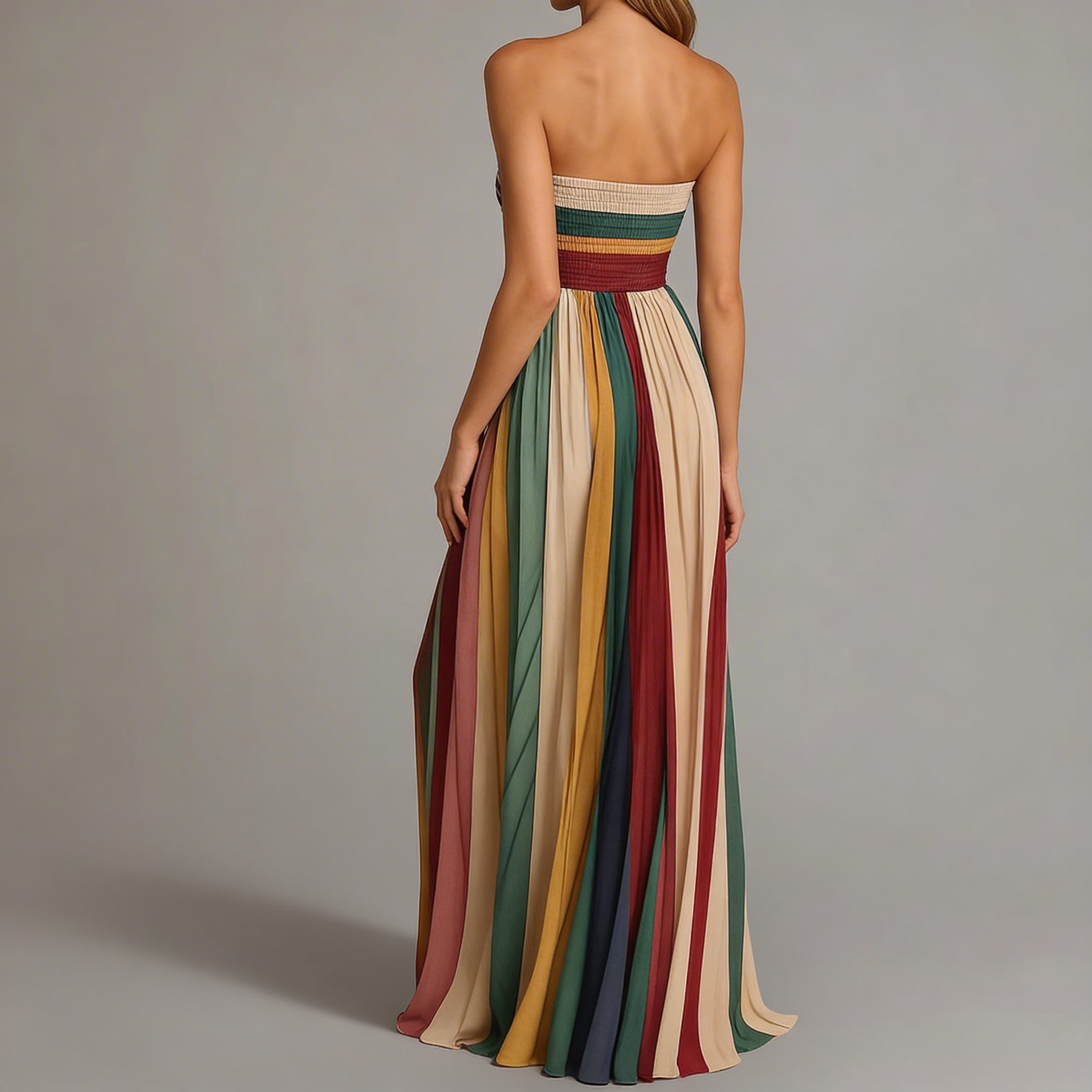 Détail du bustier sans bretelles et de l'encolure de la robe