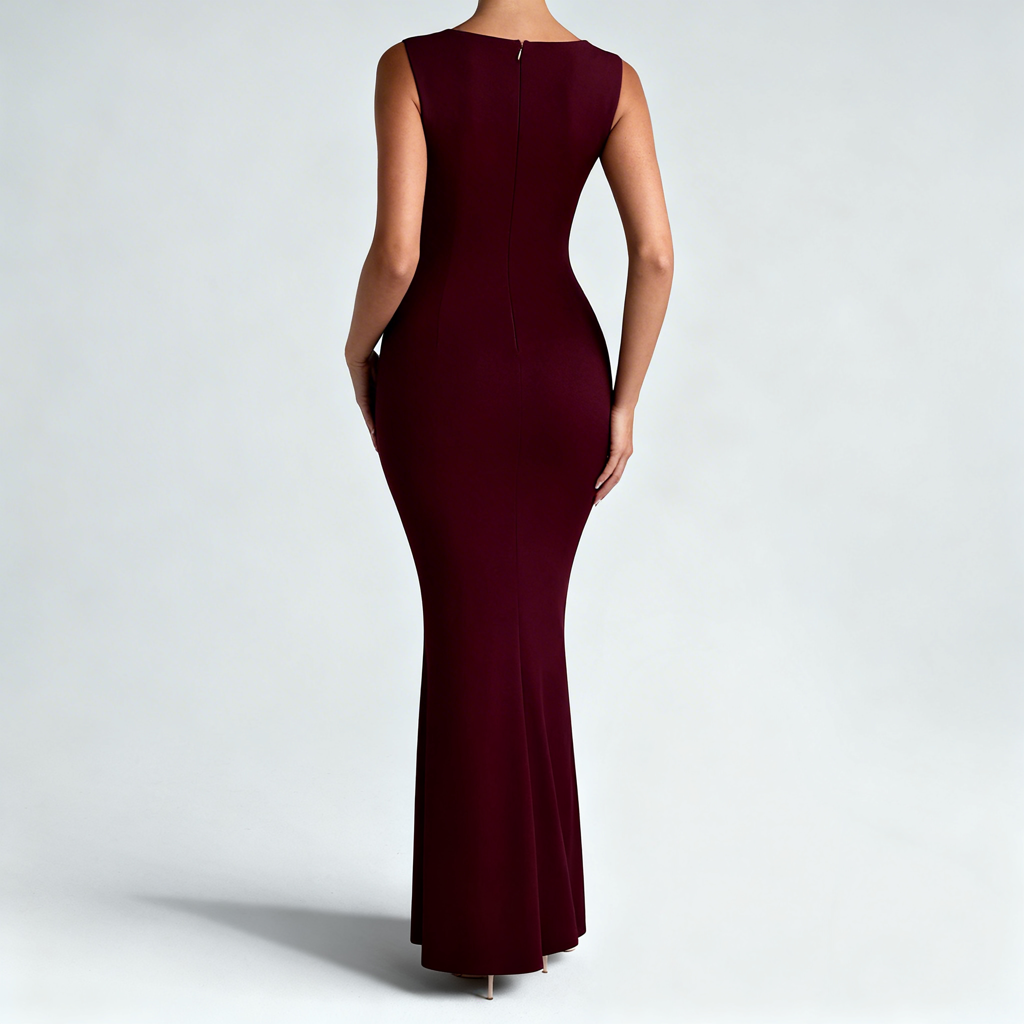 Robe maxi étalée montrant la longueur et la fluidité du tissu