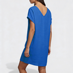 Robe midi ivoire détail col V et encolure
