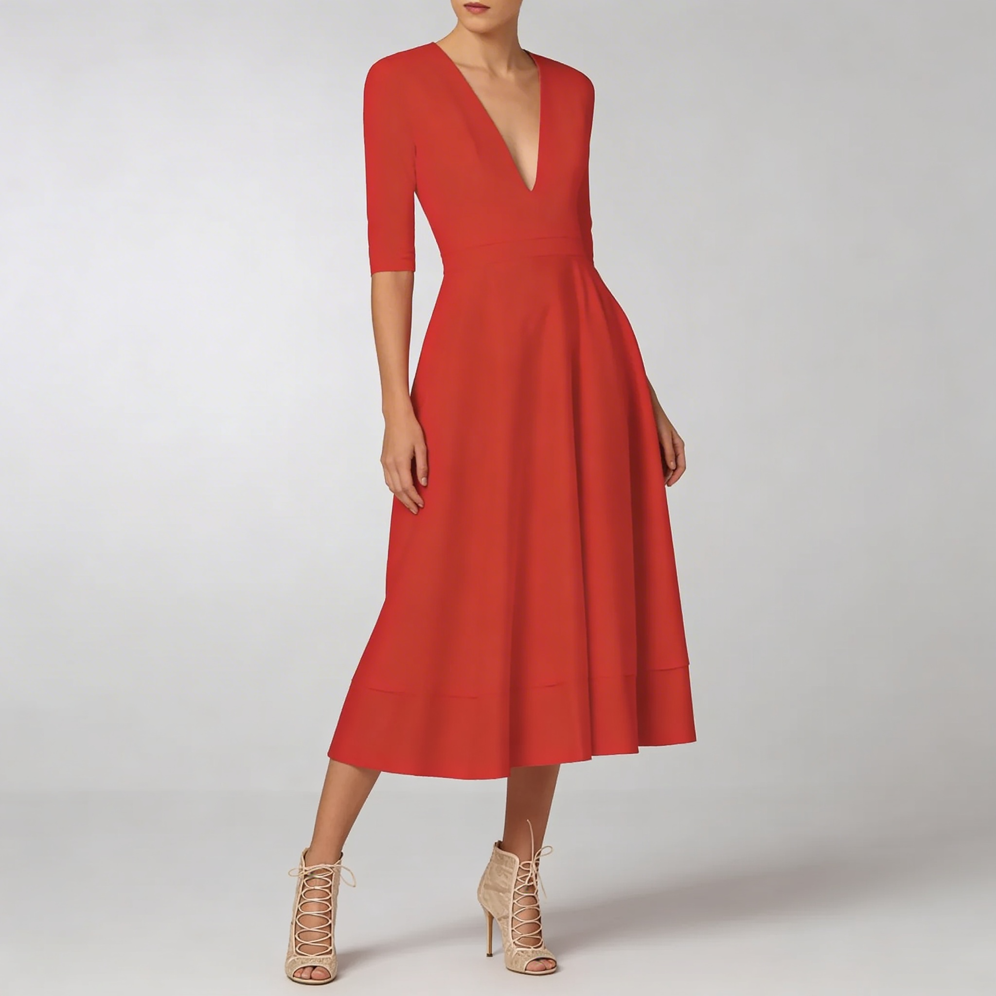 Robe midi femme ivoire coupe ajustée élégante silhouette moderne