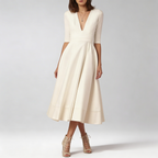 Robe midi femme ivoire coupe ajustée élégante silhouette moderne