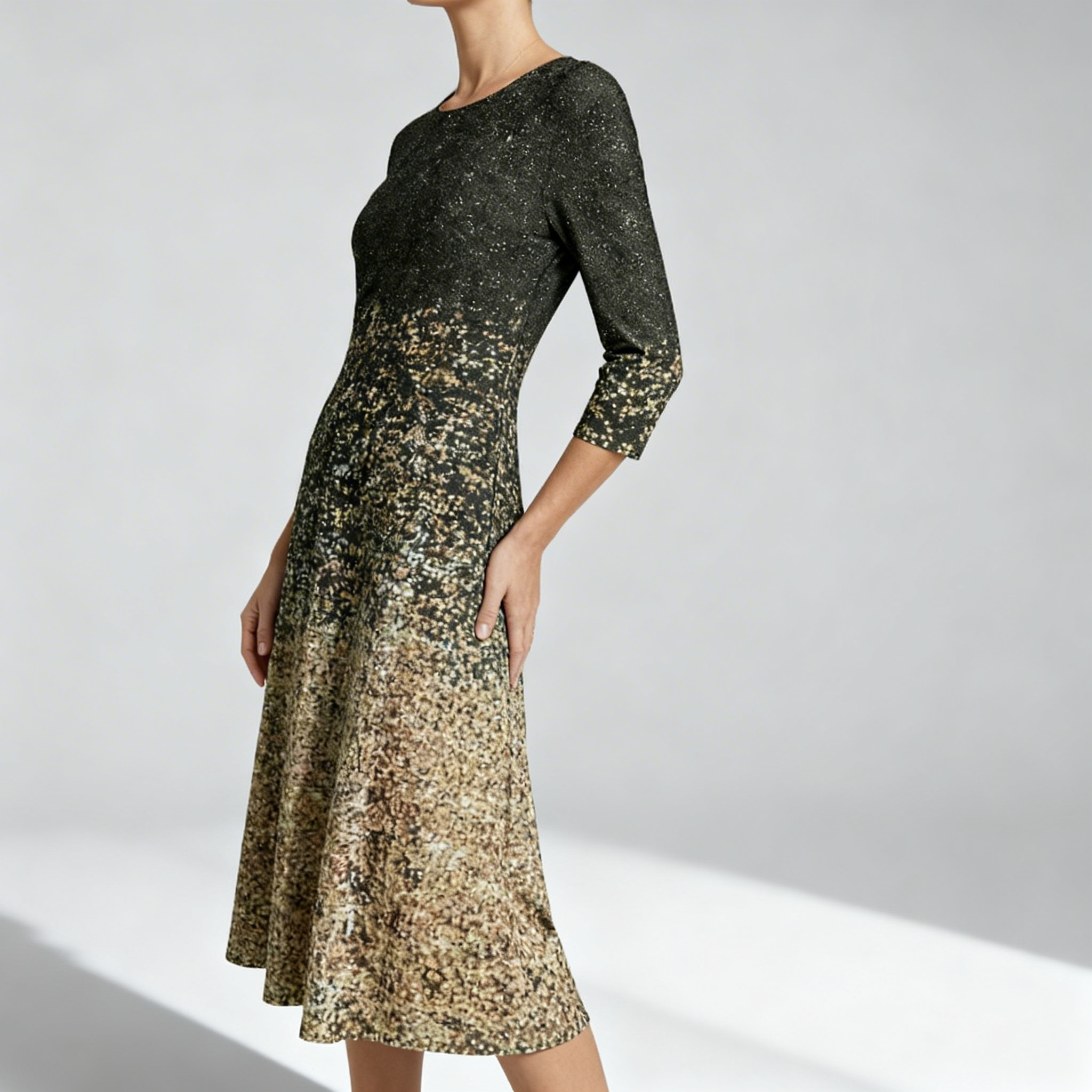 Détail des accents lumineux et brillants sur la robe