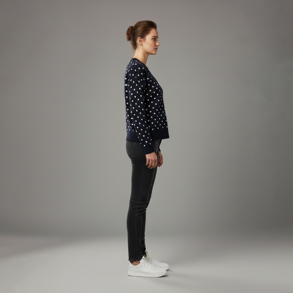 Pull col V pour femme à pois