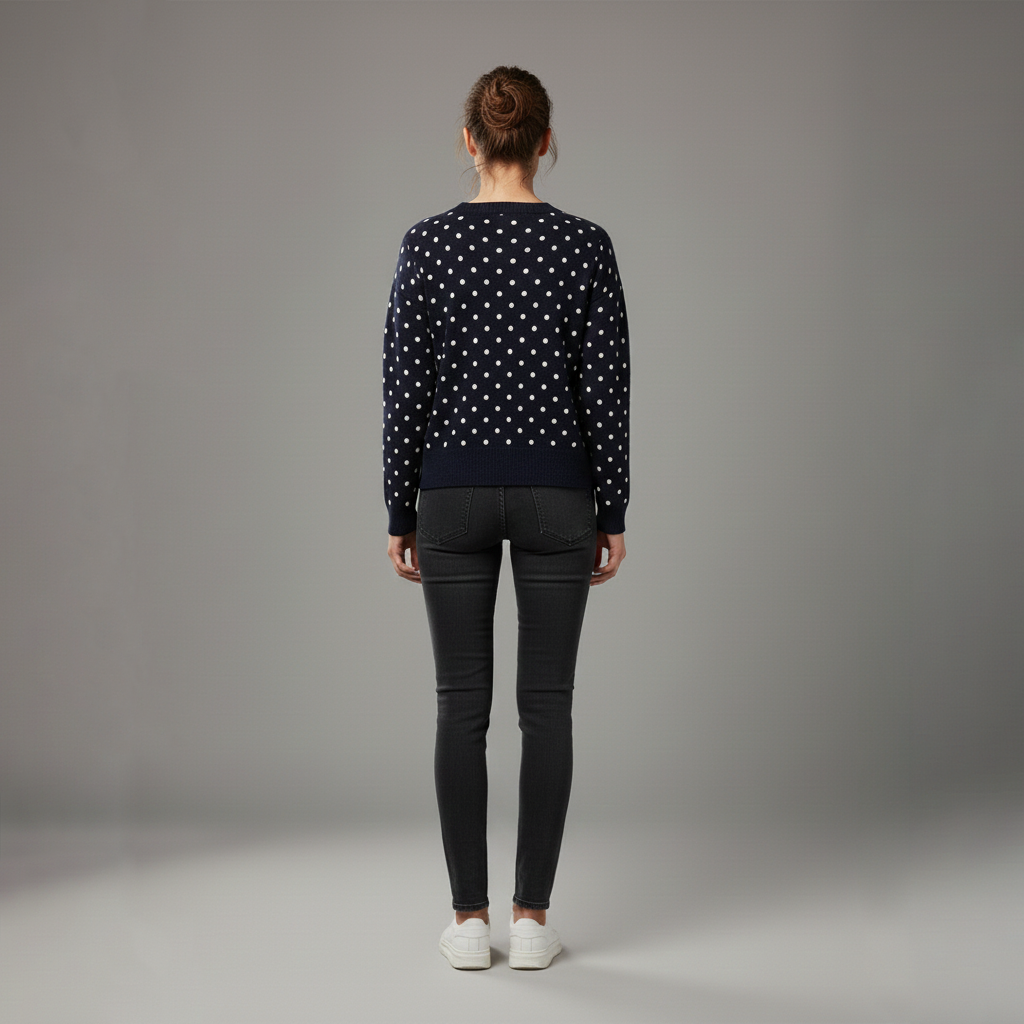 Pull col V pour femme à pois