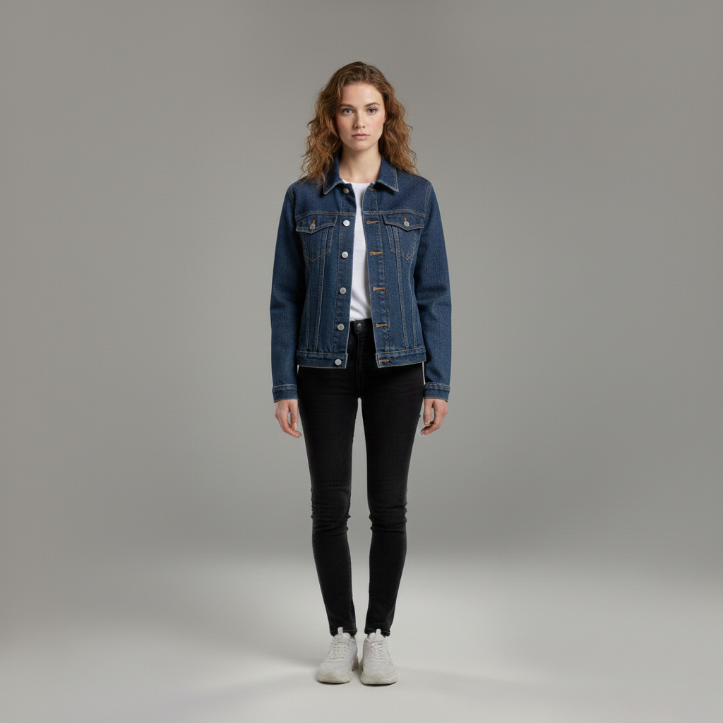 Veste en jean boutonnée pour femme – parfaite pour le printemps