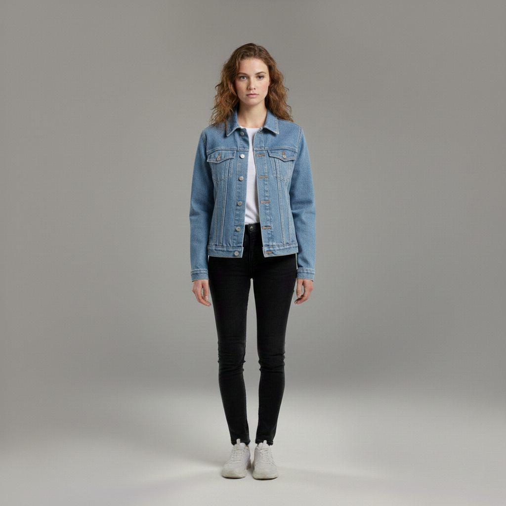 Veste en jean boutonnée pour femme – parfaite pour le printemps