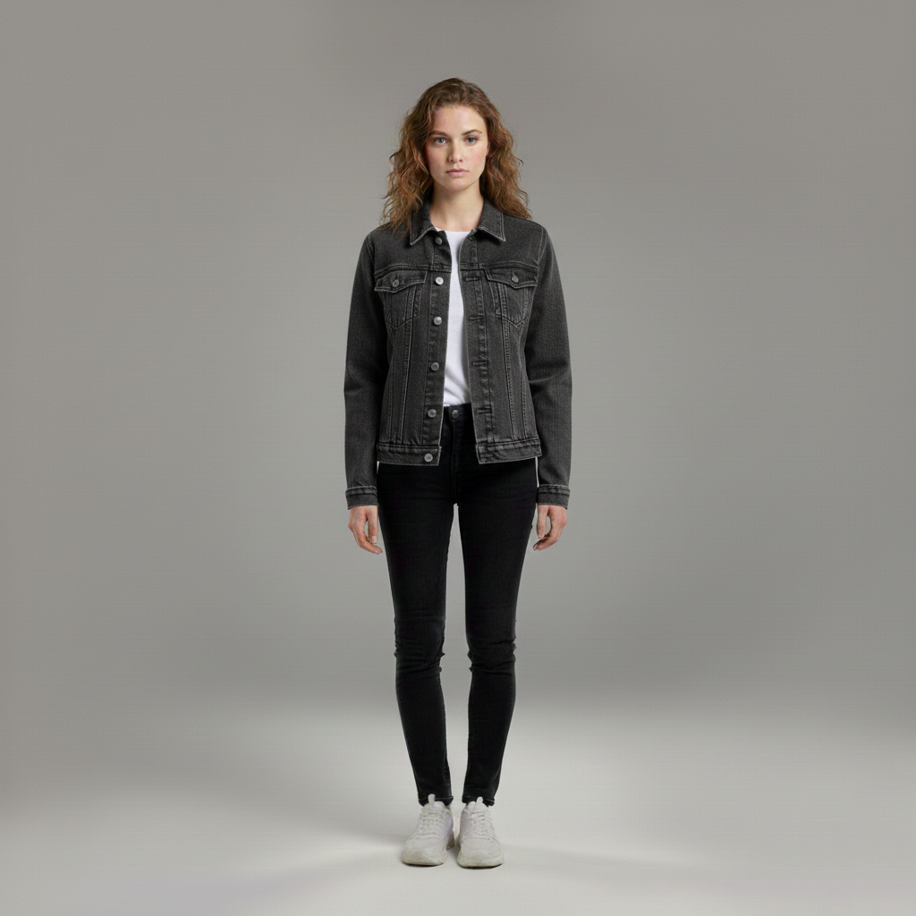 Veste en jean boutonnée pour femme – parfaite pour le printemps