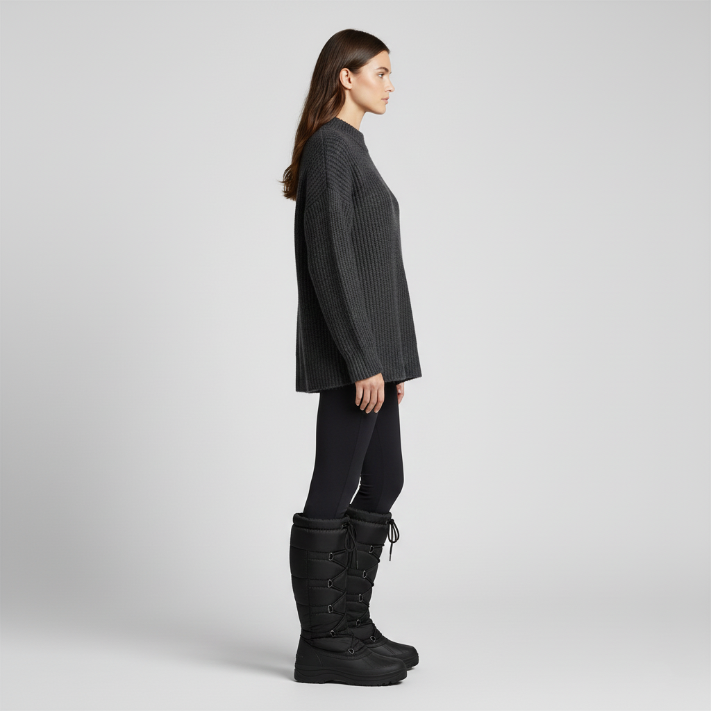 Bottes d’hiver hautes pour femme avec cordon de serrage