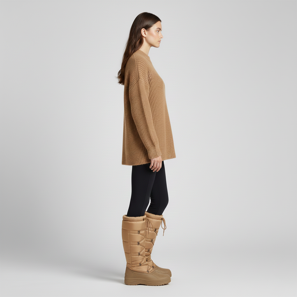 Bottes d’hiver hautes pour femme avec cordon de serrage