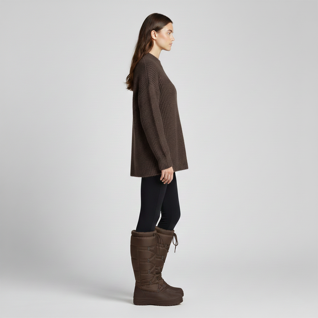 Bottes d’hiver hautes pour femme avec cordon de serrage