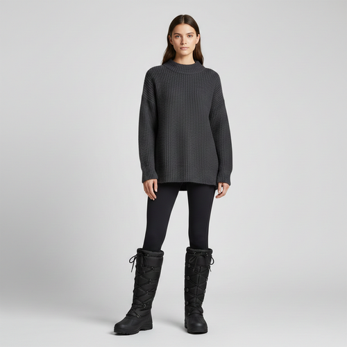 Bottes d’hiver hautes pour femme avec cordon de serrage