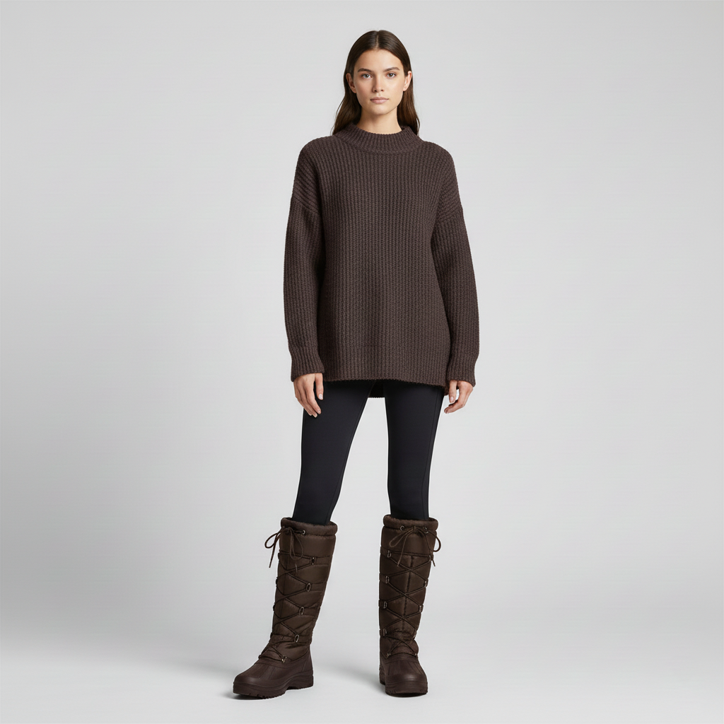 Bottes d’hiver hautes pour femme avec cordon de serrage