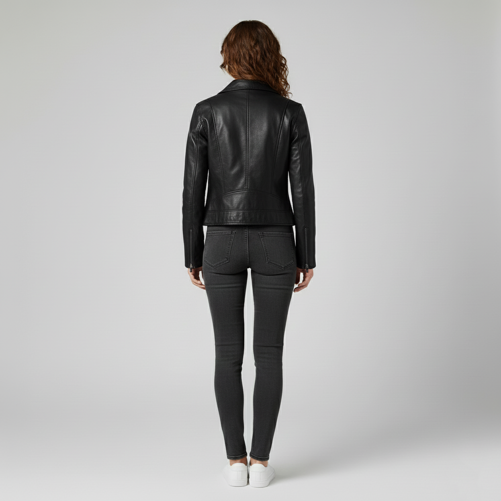 Veste en cuir pour femme avec col – idéale pour le printemps