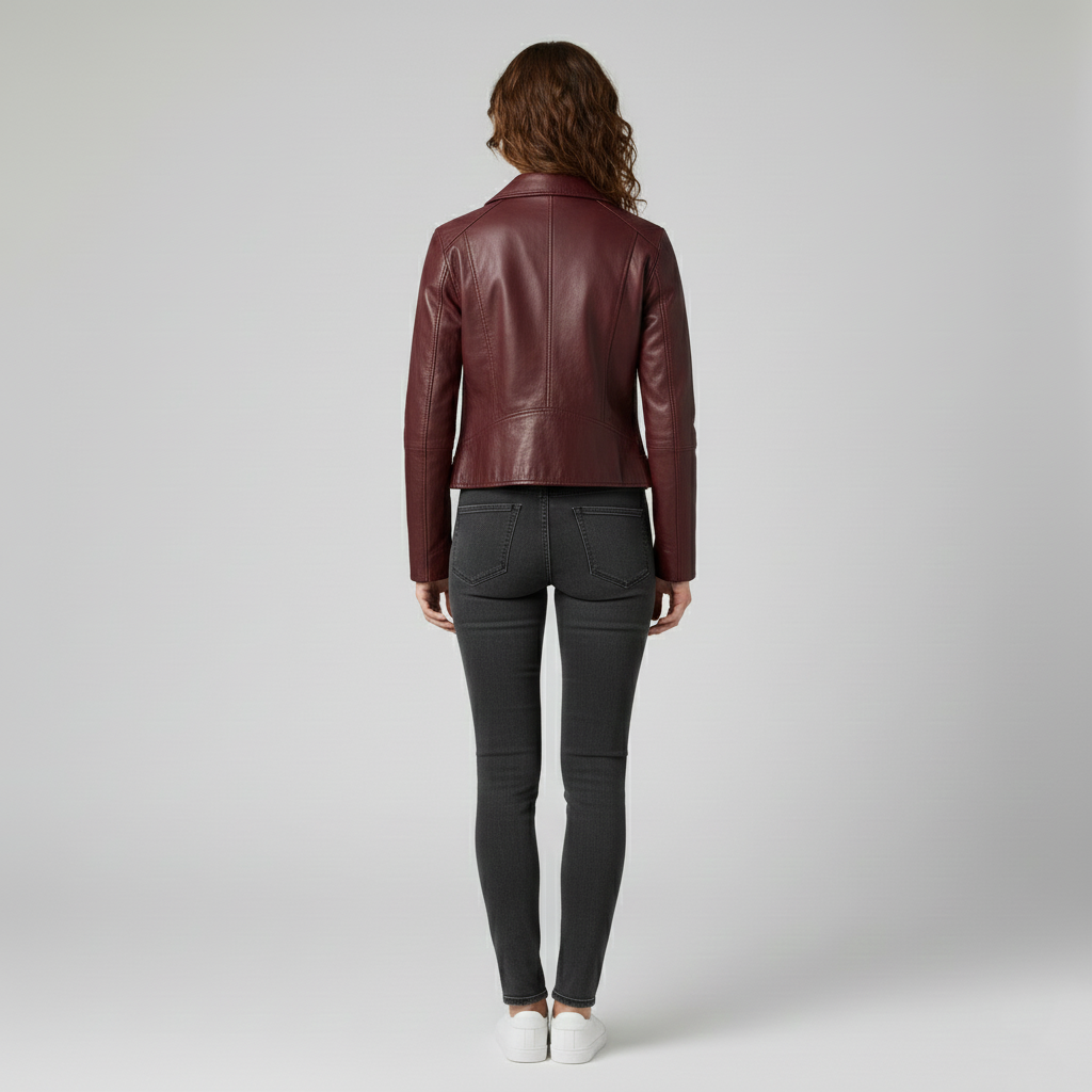 Veste en cuir pour femme avec col – idéale pour le printemps