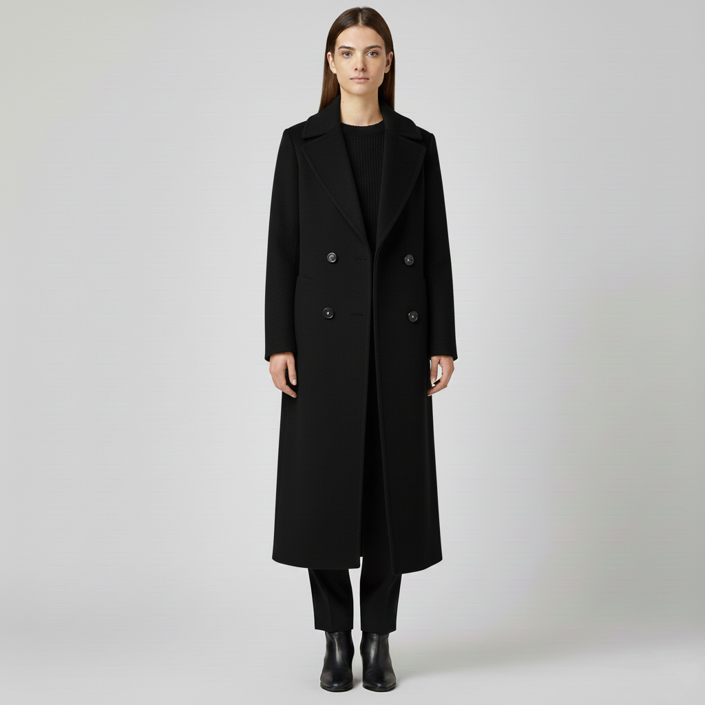 Manteau long pour femme avec col et fermeture boutonnée
