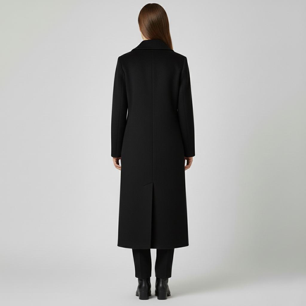 Manteau long pour femme avec col et fermeture boutonnée