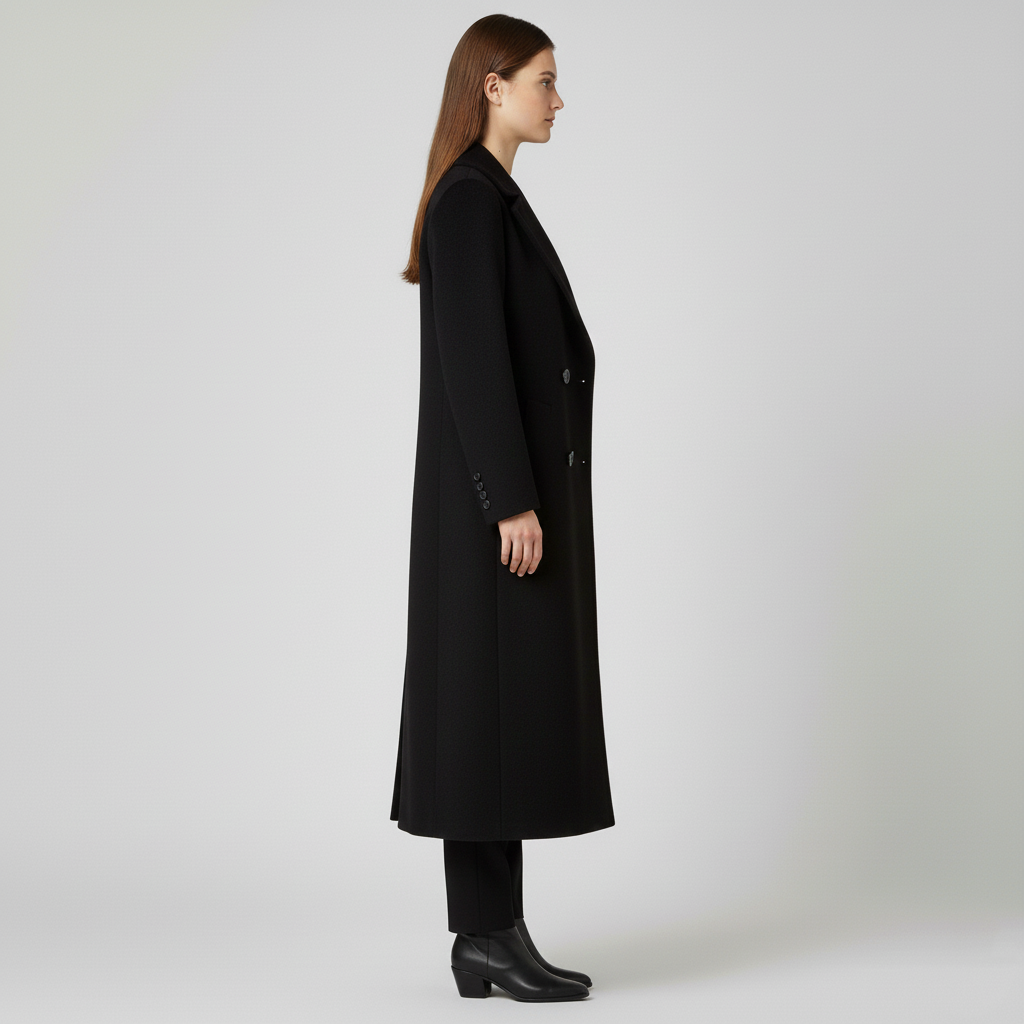 Manteau long pour femme avec col et fermeture boutonnée