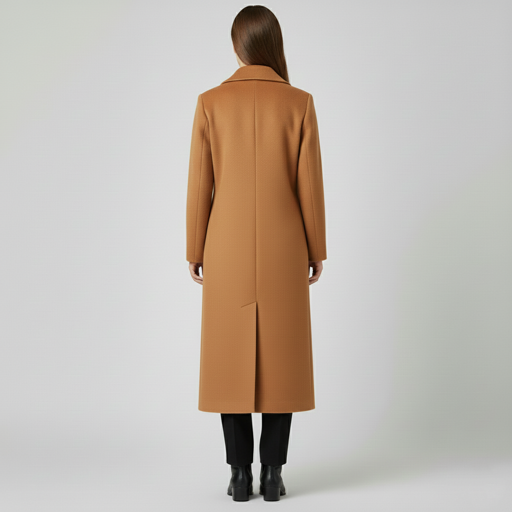 Manteau long pour femme avec col et fermeture boutonnée