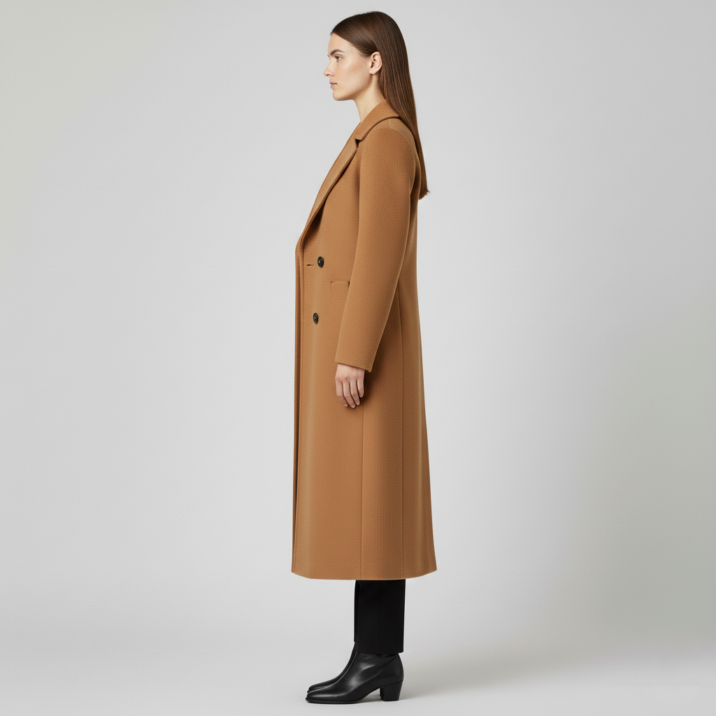 Manteau long pour femme avec col et fermeture boutonnée