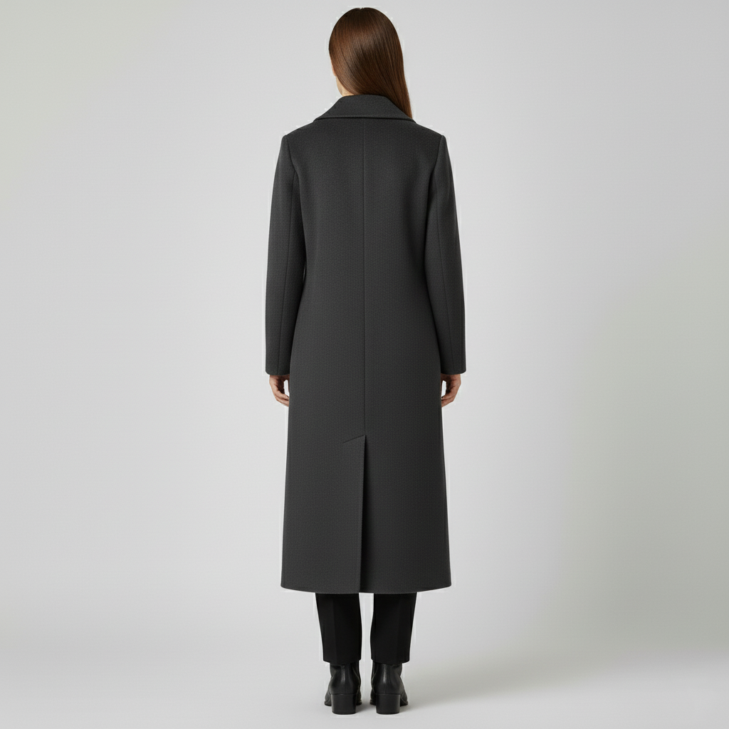 Manteau long pour femme avec col et fermeture boutonnée