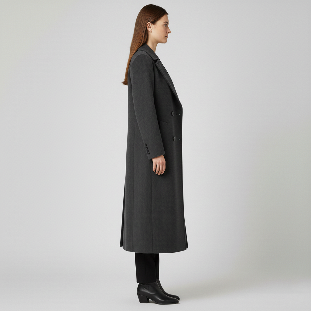 Manteau long pour femme avec col et fermeture boutonnée