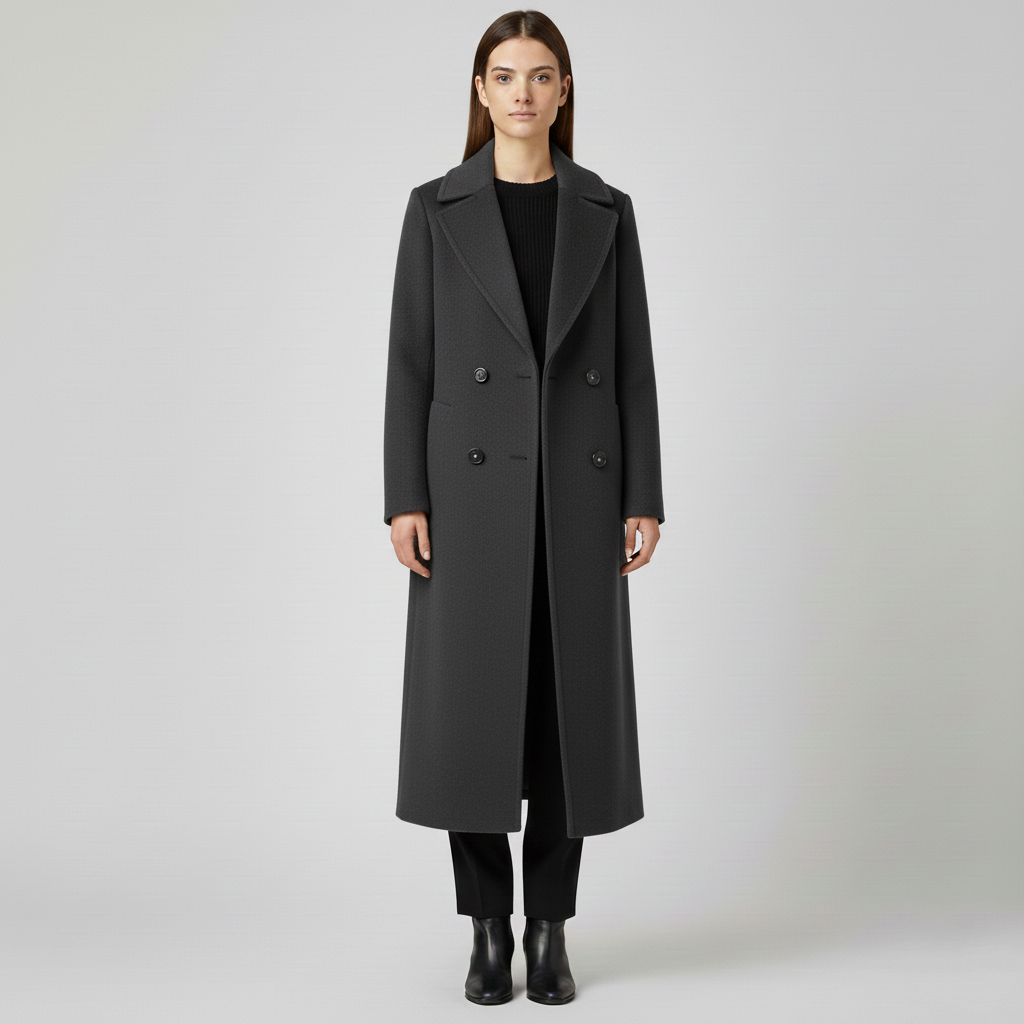 Manteau long pour femme avec col et fermeture boutonnée