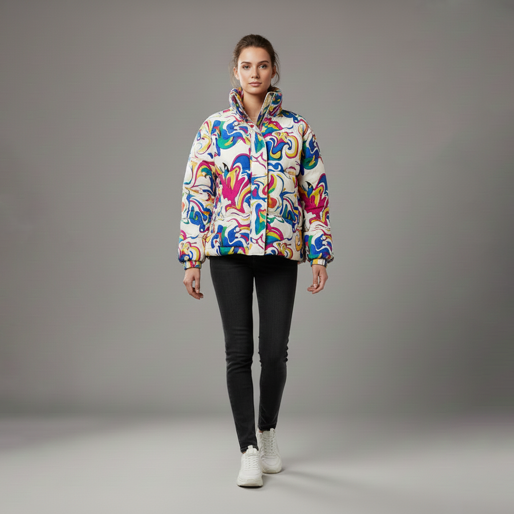 Doudoune pour femme avec imprimé coloré