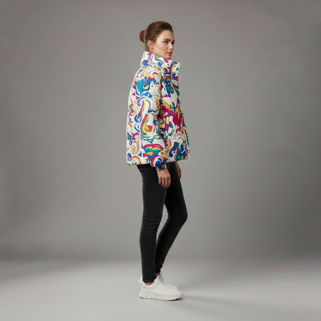 Doudoune pour femme avec imprimé coloré