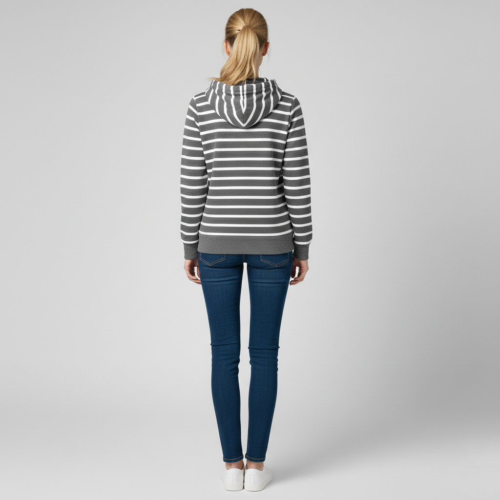 Sweat à capuche rayé pour femme avec poche frontale
