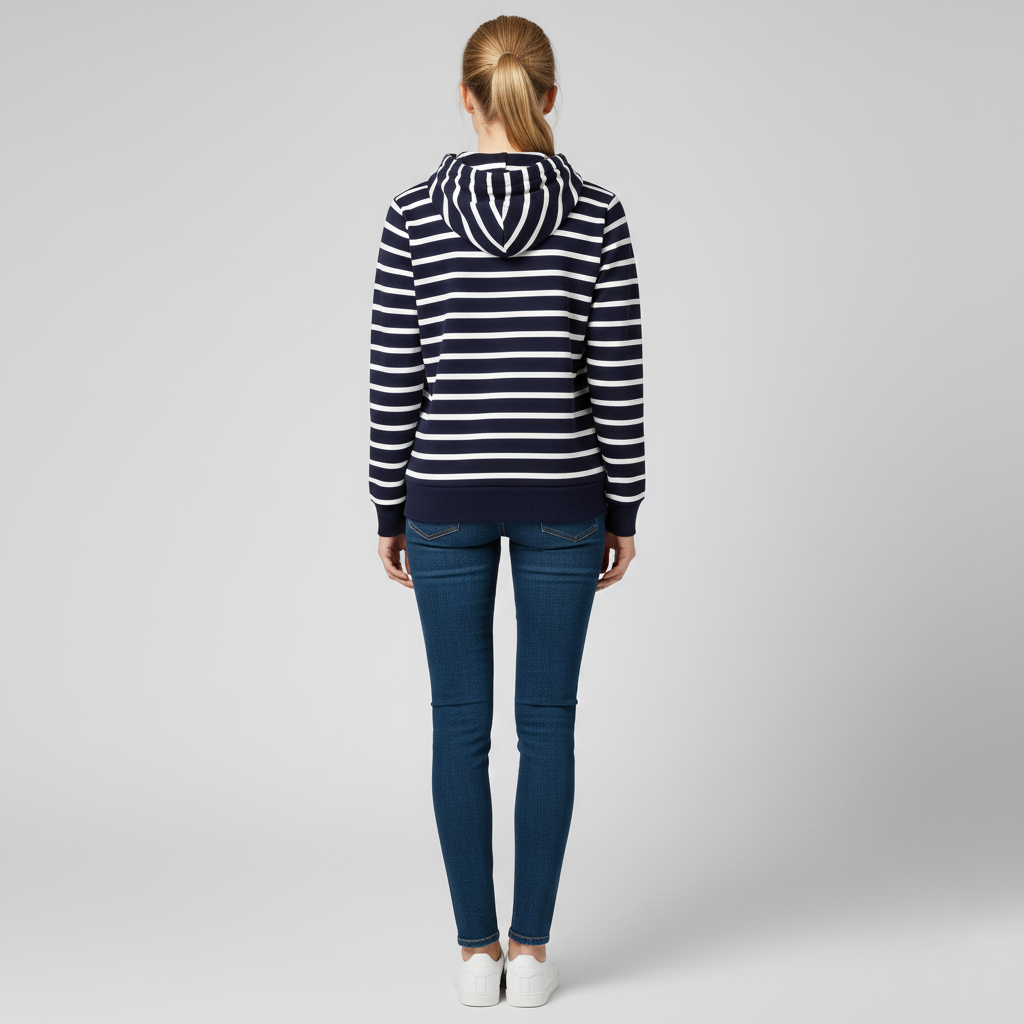 Sweat à capuche rayé pour femme avec poche frontale