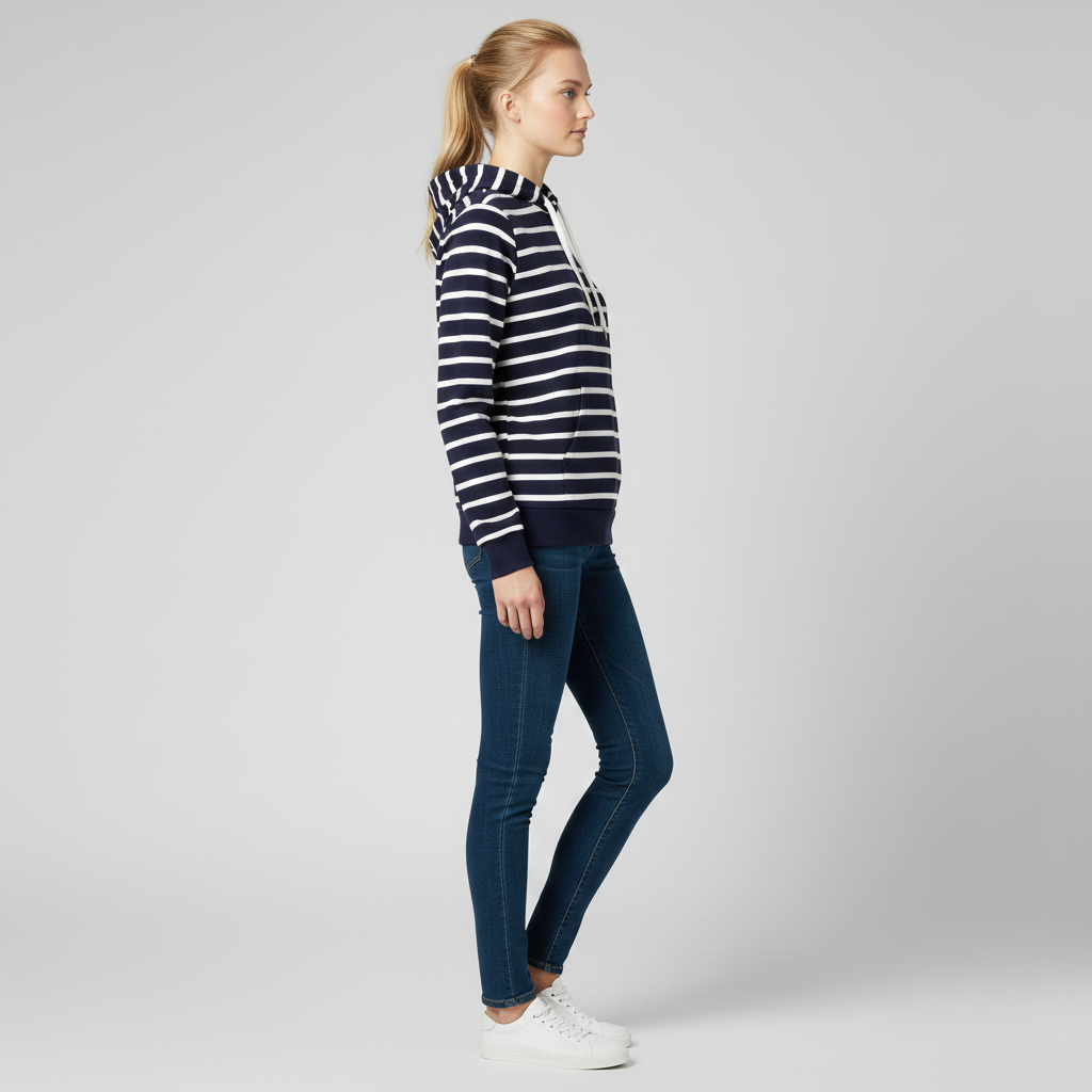 Sweat à capuche rayé pour femme avec poche frontale