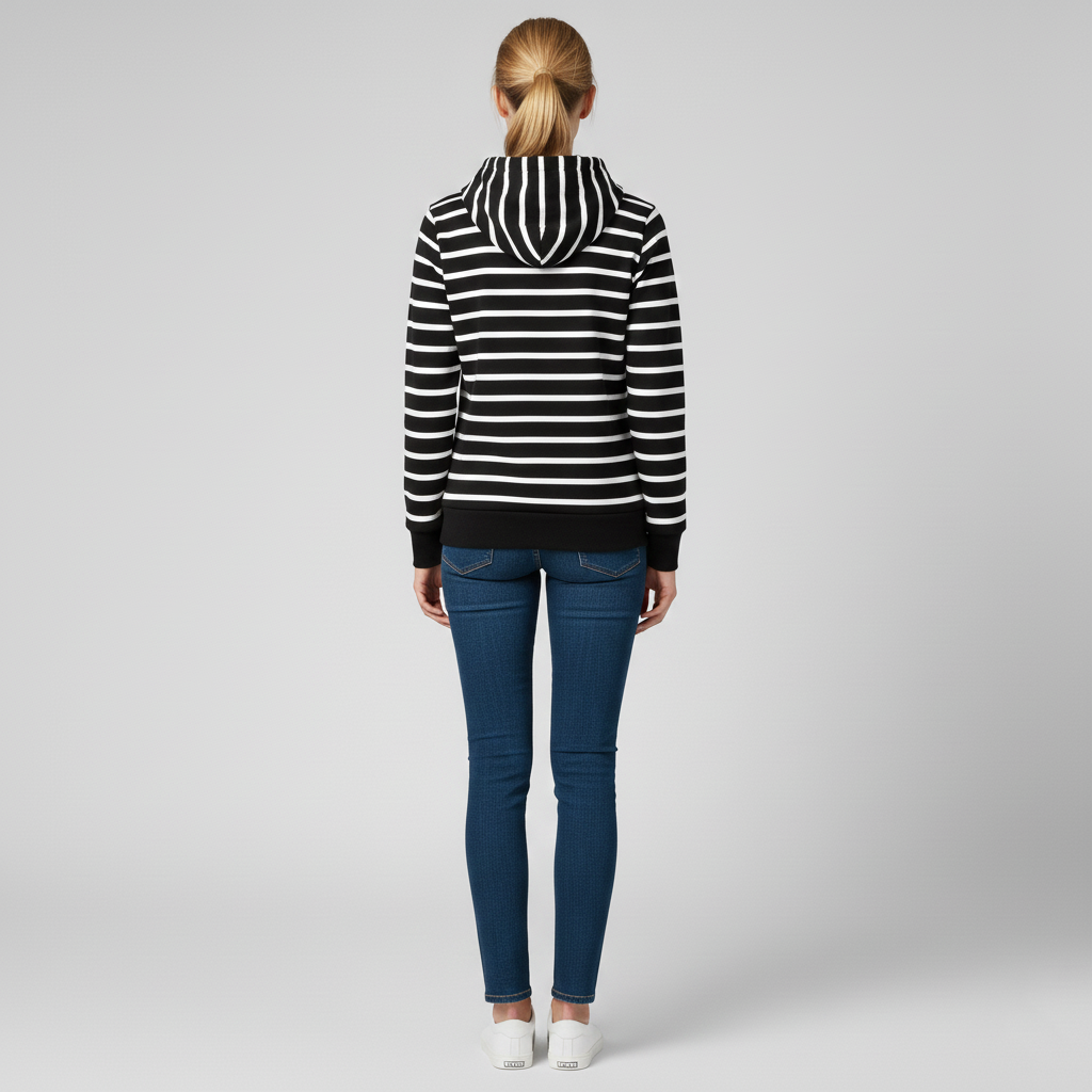 Sweat à capuche rayé pour femme avec poche frontale